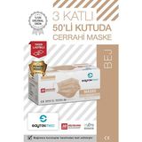 Saytekmed Meltblown Filtreli, Yassı Ipli, 3 Katlı Ten Rengi Cerrahi Maske (1 Kutu/50 Adet) - Bej