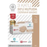 SAYTEKMED Meltblown Filtreli, Yassı Ipli, 3 Katlı Ten Rengi Cerrahi Maske (1KUTU/50 ADET)