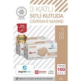 Saytekmed Meltblown Filtreli, Yassı Ipli, 3 Katlı Ten Rengi Cerrahi Maske (2 Kutu/100 Adet) - Bej
