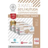 SAYTEKMED Meltblown Filtreli, Yassı Ipli, 3 Katlı Ten Rengi Cerrahi Maske (3 KUTU/150 ADET)