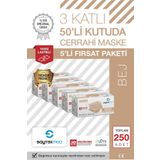 SAYTEKMED Meltblown Filtreli, Yassı Ipli, 3 Katlı Ten Rengi Cerrahi Maske (5 KUTU/250 ADET)