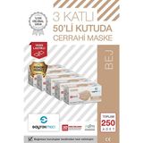 Saytekmed Meltblown Filtreli, Yassı Ipli, Ten Rengi Cerrahi Maske (5 Kutu/250 Adet) - Bej