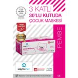 SAYTEKMED Premium Pembe Çocuk Maskesi, 3 Katlı Meltblown Filtreli,yassı Kulak Ipli (1KUTU/30 ADET)