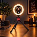 Saywin 20 cm 8 İnç LED Halka Işık Ahtapot Tripod Telefon Tutucu M-20 | Telefon Tutuculu Ring Light, Ahtapot Tripodlu 20 cm LED Halka Işık, USB Bağlantısı, Parlaklık Ayarı ve Işık Modları
