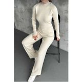 SAYZEN Yarım Balıkçı Örgü Crop Kazak Pantolon Triko Alt-üst TAKIM