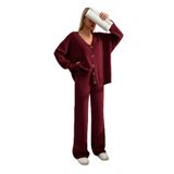 SAYZEN YOUR SHİNE BASİC HIRKA PANTOLON ALT-ÜST TAKIM Bordo Standart