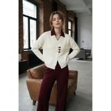 SAYZEN YOUR SHİNE crop kazak pantolon 3 parça triko takım Bordo Standart
