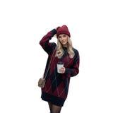 SAYZEN YOUR SHİNE KADIN BAKLAVA ARGYLE DESENLİ KAZAK-ELBİSE Lacivert S