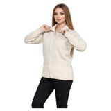 SAYZEN YOUR SHİNE yumoş yaka fermuarlı triko hırka/ceket Ekru M/L