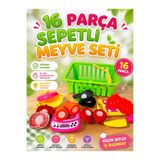 SAZE 16 Parça Sepetli Meyve Kesme Seti Oyuncak Mutfak Seti Eğitici Kesilebilir Meyveler Çocuk Oyuncakları