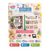 SAZE 2’li Eğitici Bebek Gelişim Seti – İlk Zeka Kartları ve Hayvanlar İlk Kitaplar Serisi | Dikkat, Görsel Algı ve Kelime Gelişimi Seti