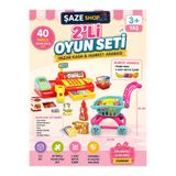 SAZE 2’li Oyun Seti Oyuncak Yazar Kasa ve Market Arabası 40 Parça Alışveriş Seti 3+ Yaş