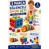SAZE 3 Parça Eğitici Oyuncak Seti Tırtıl Bultak Mini Kule Çocuk Zeka Geliştirici Oyuncak