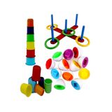 SAZE 6 LI YUMURTA EŞLEŞTİRME ALTILI KULE DİZME OYUNU HALKA ATMA GELİŞİM SETİ 3 LÜ SET OYUN SETİ