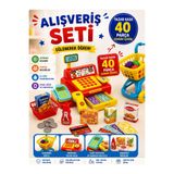 SAZE Alışveriş Seti 40 Parça Oyuncak Market Sepeti Yazar Kasa Çocuk Oyuncak Seti
