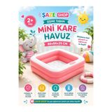 SAZE Şaze Shop Şişme Taban Mini Kare Bebek Havuzu 86x86x25 cm Çocuk Oyun Havuzu Şişme Su Havuzu Bahçe Balkon Yazlık Havuzu 2 Yaş+