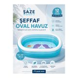 SAZE Şeffaf Oval Şişme Çocuk Havuzu 163x107x46 Cm 12 Ay+ Bebek Havuzu Bahçe ve Balkon Havuzu Dayanıklı PVC