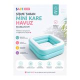 SAZE Şişme Taban Mini Kare Bebek Havuzu 86x86x25 cm Çocuk Oyun Havuzu Kare Şişme Havuz 2 Yaş ve Üzeri