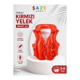 SAZE Yakalı Şişme Çocuk Yüzme Yeleği 50x47 cm Kırmızı | Ayarlanabilir Tokalı Havuz ve Deniz Yüzme Yardımcısı | 3-6 Yaş