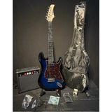 Sazhane Mavi Hss Elektro Gitar Seti Full ( Gitar,amfi,stand,askı,kapo,yedek Tel,tuner,kablo,askı,kılıf - Mavi - Siyah