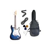 Sazhane Strat Kasa Hss Manyetik AEG100 Mavi Elektro Gitar(Kılıf-Pena-Kablo Dahil)