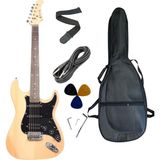 Sazhane Strat Kasa Hss Manyetik AEG111-NATURAL Elektro Gitar(Kılıf-Pena-Kablo Dahil) - N (Naturel)