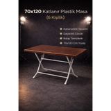 SAZLIK 70x120 Katlanır Plastik Bahçe Balkon Masası Kahverengi Orijinal
