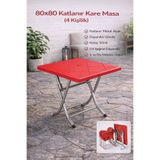 SAZLIK Katlanır Balkon, Bahçe Masası (80*80) Ölçü Renk (kırmızı)