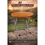 SAZLIK Katlanır Balkon, Bahçe Masası (yuvarlak) (80*80) Ölçü Renk (teak)