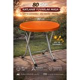 SAZLIK Katlanır Balkon, Bahçe Masası (Yuvarlak) (80*80) Ölçü Renk (Turuncu)