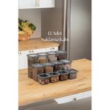Sb Shopping 12'li 3 Boy Kavanoz Seti & Saklama Kabı & Erzak Kabı 6X650/1300/1900 ml (40 Lı Etiket Hediyeli) - Hacim