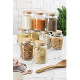 Sb Shopping 9 Lu Set Bambu Kapaklı Cam Kavanoz & Erzak Saklama Kabı 800 ml Orta Boy ( Vakum Kapak ) - Hacim