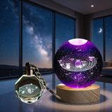 Sb Shopping Gezegenler Temalı Işıklı Cam Küre - Renk Değiştiren Gece Lambası - Kristal Anahtarlık Seti