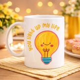 Sb Shopping You Light Up My Life Tasarımlı Porselen Kupa Model 15 - Sevimli Ampul Desenli Hediyelik Kahve Kupas - Renkli