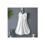 SB SizinBazar Beyaz Fiyonklu El Havlusu- Askılı Sevimli Havlu - 100% Pamuklu Banyo Havlusu 40 * 40 Cm