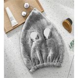 SB SizinBazar Gri Sevimli Tavşan Saç Bonesi - Banyo Saç Havlusu - 40 x 40 cm