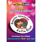 Sb Store Anneler Günü Ambalaj Hediye Paket Süsleme Etiketi Model 1 - 96 Adet 3cm - Çok Renkli - 3 cm - Pvc Etilket