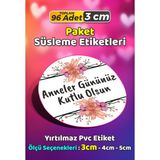 Sb Store Anneler Günü Ambalaj Hediye Paket Süsleme Etiketi Model 109 - 96 Adet 3cm - Çok Renkli - 3 cm - Pvc Etilket