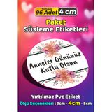 Sb Store Anneler Günü Ambalaj Hediye Paket Süsleme Etiketi Model 109 - 96 Adet 4cm - Çok Renkli - 4 cm - Pvc Etilket
