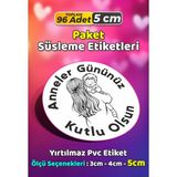 Sb Store Anneler Günü Ambalaj Hediye Paket Süsleme Etiketi Model 11 - 96 Adet 5cm - Çok Renkli - 5 cm - Pvc Etilket