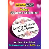 Sb Store Anneler Günü Ambalaj Hediye Paket Süsleme Etiketi Model 112 - 96 Adet 4cm - Çok Renkli - 4 cm - Pvc Etilket