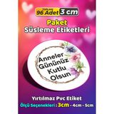 Sb Store Anneler Günü Ambalaj Hediye Paket Süsleme Etiketi Model 115 - 96 Adet 3cm - Çok Renkli - 3 cm - Pvc Etilket