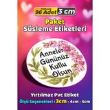 Sb Store Anneler Günü Ambalaj Hediye Paket Süsleme Etiketi Model 123 - 96 Adet 3cm - Çok Renkli - 3 cm - Pvc Etilket