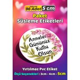 Sb Store Anneler Günü Ambalaj Hediye Paket Süsleme Etiketi Model 123 - 96 Adet 5cm - Çok Renkli - 5 cm - Pvc Etilket