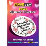 Sb Store Anneler Günü Ambalaj Hediye Paket Süsleme Etiketi Model 124 - 96 Adet 4cm - Çok Renkli - 4 cm - Pvc Etilket