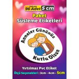 Sb Store Anneler Günü Ambalaj Hediye Paket Süsleme Etiketi Model 13 - 96 Adet 5cm - Çok Renkli - 5 cm - Pvc Etilket