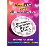 Sb Store Anneler Günü Ambalaj Hediye Paket Süsleme Etiketi Model 134 - 96 Adet 4cm - Çok Renkli - 4 cm - Pvc Etilket