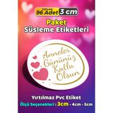 Sb Store Anneler Günü Ambalaj Hediye Paket Süsleme Etiketi Model 137 - 96 Adet 3cm - Çok Renkli - 3 cm - Pvc Etilket