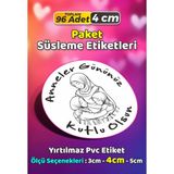 Sb Store Anneler Günü Ambalaj Hediye Paket Süsleme Etiketi Model 14 - 96 Adet 4cm - Çok Renkli - 4 cm - Pvc Etilket
