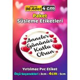 Sb Store Anneler Günü Ambalaj Hediye Paket Süsleme Etiketi Model 144 - 96 Adet 4cm - Çok Renkli - 4 cm - Pvc Etilket